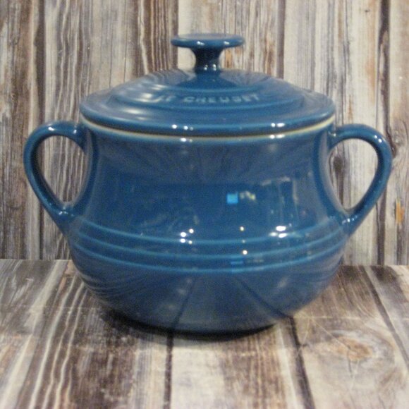 Le Creuset Heritage Blue Small Covered Bowl - Sugar Bowl - Picture 1 of 2